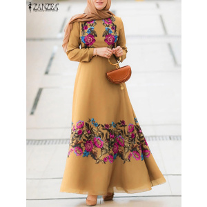 Floral Turkish-Pleated Puff Sleeve Maxi Dress 1